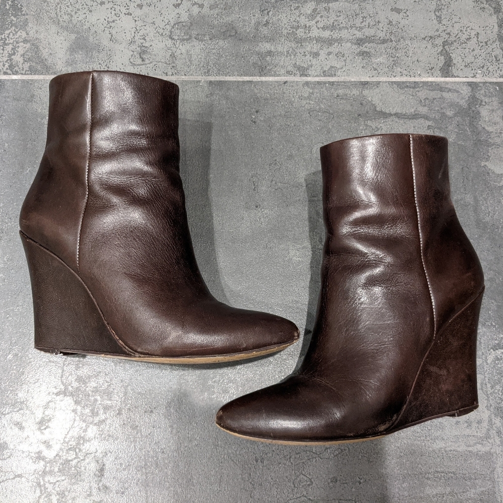 Ann Taylor Emerson Wedge Leather Booties
